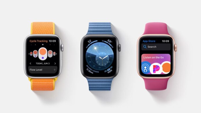 Apple-Watch-series-6-aranci-azzurro-fuchsia-sfondo-bianco